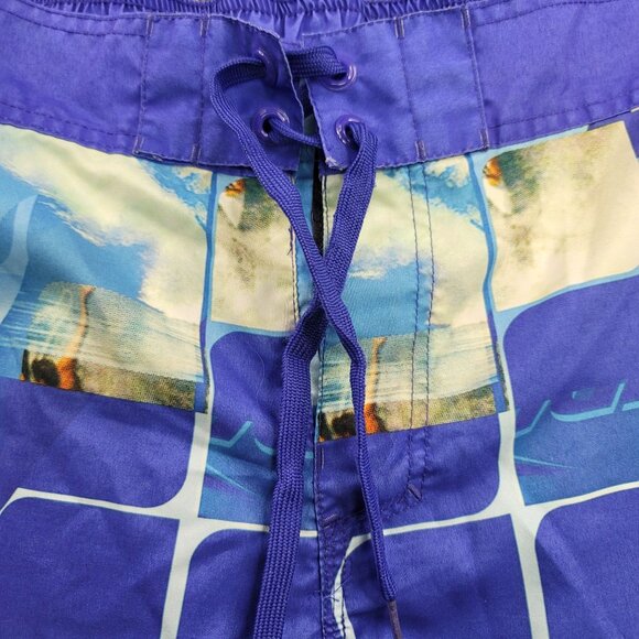 Bud Light Mens Swim Trunks Medium Blue Surf Print Board Shorts Drawstring Waist - Picture 2 of 7